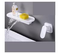 GSZCCZS Grifo de baño de Lujo, Grifo de Lavabo de Cobre Completo, Cascada fría y Caliente, Caja preenterrada incrustada en la Pared, Grifo montado en la Pared (Negro Minimalista)