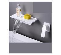 GSZCCZS Grifo de baño de Lujo, Grifo de Lavabo de Cobre Completo, Cascada fría y Caliente, Caja preenterrada incrustada en la Pared, Grifo montado en la Pared (Negro Minimalista)