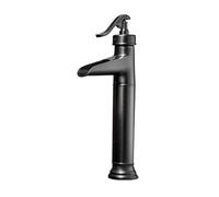 GSZCCZS Grifo de baño, grifos de Lavabo de baño Retro, Grifo Monomando de Lavabo Vintage, Grifo Mezclador de Lavabo, Grifo de Lavabo de baño de latón Antiguo en Cascada, Negro, Corto