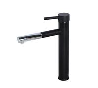 GSZCCZS Grifo de Lavabo de baño con Mezcla de Agua fría y Caliente montado en Cubierta con Orificio único de latón Negro (Color: Matter Black1)