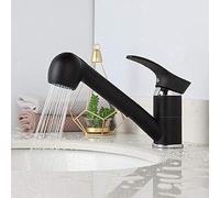 GSZCCZS Grifo de Lavabo Negro extraíble, Grifo Monomando para baño, Grifo de Cascada para baño, Mezclador de Agua fría y Caliente, Grifo para Fregadero de Cocina
