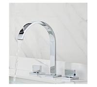 GSZCCZS Grifo para Lavabo de baño, Grifo Mezclador para Lavabo Generalizado de 8 Pulgadas, Grifo para Fregadero de Tres Orificios de latón, Grifo para Fregadero Negro Dorado (Color: Cepillo Dorado)