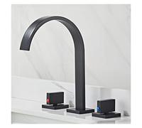 GSZCCZS Grifo para Lavabo de baño, Grifo Mezclador para Lavabo Generalizado de 8 Pulgadas, Grifo para Fregadero de Tres Orificios de latón, Grifo para Fregadero Negro Dorado (Color: Cepillo Dorado)