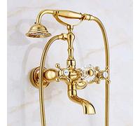 GSZCCZS Grifos de bañera de la bañera de la batería de Oro de Lujo Golpe de marrón del Grifo del Grifo de la Pared de la Pared de la Pared del Cabezal de Ducha de la Ducha de la Ducha, Dorado A