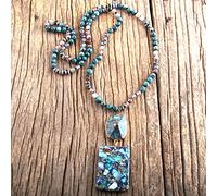 GSZCCZS Joyas de Moda Piedras Naturales Piedra de Cristal Anudada Semi Precious Stone Boho Multi Colgante Collar Mujeres Regalo