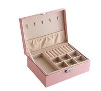 GSZCCZS Joyero para mujeres, organizador de joyería de collar de 2 capas con soporte de joyería de bloqueo para aretes anillos de pulseras (color: la extraña aventura de negro-jojo1)