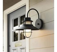 GSZCCZS Las Luces de Pared al Aire Libre se montan para la casa, Accesorios de la luz del Porche, el aplanador de la Granja Moderna Negra Mate, el Granero clásico y el zócalo de interior-e27