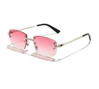 GSZCCZS Lentes de sol rectangulares punk 2025 para hombres y mujeres, lentes degradados, lentes de sol de metal para hombres y deportes, C03 Plata Rojo, Talla única