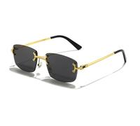 GSZCCZS Lentes de sol rectangulares punk 2025 para hombres y mujeres, lentes degradados, lentes de sol de metal para hombres y deportes, C07 Golden Blck, Talla única