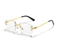 GSZCCZS Lentes de sol rectangulares punk 2025 para hombres y mujeres, lentes degradados, lentes de sol de metal para hombres y deportes, C11 dorado transparente, Talla única