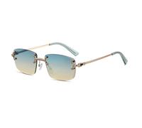 GSZCCZS Lentes de sol rectangulares punk 2025 para hombres y mujeres, lentes degradados, lentes de sol de metal para hombres y deportes, C27 Azul Amarillo, Talla única