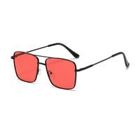 GSZCCZS Lentes de sol retro de metal para mujer, lentes degradados de océano transparente UV400 para hombre, negro, rojo, Talla única