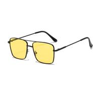 GSZCCZS Lentes de sol retro de metal para mujer, lentes degradados de océano transparente UV400 para hombre, negro y amarillo, Talla única