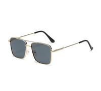 GSZCCZS Lentes de sol retro de metal para mujer, lentes degradados de océano transparente UV400 para hombre, Gris dorado, Talla única