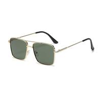 GSZCCZS Lentes de sol retro de metal para mujer, lentes degradados de océano transparente UV400 para hombre, Verde dorado, Talla única