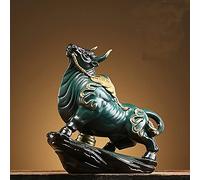 GSZCCZS Lucky Wall Street Bull Art Statues, Ceramic Bull Figurine Art Decor, Wealth Bulls Statues, Sculptures Home and Office Ornament, Atrae Buena Suerte y Dinero de la Carrera Prosperidad, Rojo