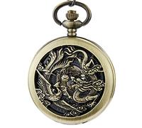GSZCCZS Mecánico Pocket Watch Dragon Play Ball Sheampunk Skeleton Ventilador a Mano Reloj con Cadena para Hombres Mujeres Colección