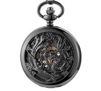 GSZCCZS Mecánico Pocket Watch Dragon Play Ball Sheampunk Skeleton Ventilador a Mano Reloj con Cadena para Hombres Mujeres Colección