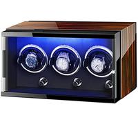 GSZCCZS Mira la Caja de la bobinadora para 3 Relojes automáticos con Luces Coloridas con Almohadas de Reloj Ajustables de Fuente de alimentación de Doble alimentación Accesorios de Motor tranquilos