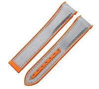 GSZCCZS Mira la pulsera para Omega 300 Seamaster 600 Planeta Ocean Plegado Plegado Silicona Strap Accesorios de reloj Banda de reloj (Color: Naranja negra, Tamaño: 22 mm)