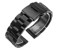 GSZCCZS Mira una pulsera de acero inoxidable cepillada con correa 18 mm, 20 mm, 22 mm, 24 mm Band de la banda Damas Ratigantes Doble Push Swolding Cuase