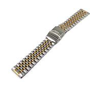GSZCCZS Mira una pulsera de acero inoxidable cepillada con correa 18 mm, 20 mm, 22 mm, 24 mm Band de la banda Damas Ratigantes Doble Push Swolding Cuase