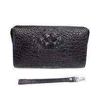 GSZCCZS Negocios Auténtico Cuero de Cocodrilo Contraseña Cierre de Bloqueo Hombres Pulseras Piel de Cocodrilo Genuina Hombre Bolso de Embrague Tarjeta Monedero (Negro)