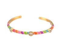 GSZCCZS Nuevo 2026 unisex de acero inoxidable Aceite de goteo pintado de colorido pulsera de circón de colorido de diamante vintage pulseras abiertas para mujeres hallazgos de joyas de moda de moda