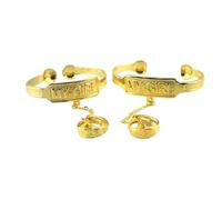GSZCCZS Nuevo 2026 Unisex Gift Fashion 14 K Solid Goly Gf Carta My-Her Bangles con anillo de cadena para joyas de decoración de hija Luxury You Accessors Lendy Creative Best For Women and Men