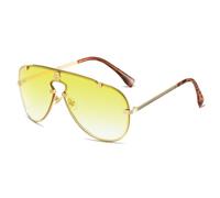 GSZCCZS Nuevos lentes de sol redondos 2025 para mujeres y hombres, lentes de sol de metal para viajes y exteriores, Amarillo degradado, Talla única