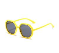 GSZCCZS Polygon - Gafas de sol para mujer, vintage, colores caramelos, lentes de sol degradados UV400, Amarillo gris, Talla única