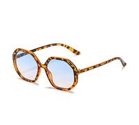 GSZCCZS Polygon - Gafas de sol para mujer, vintage, colores caramelos, lentes de sol degradados UV400, Azul leopardo, Talla única