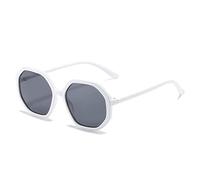GSZCCZS Polygon - Gafas de sol para mujer, vintage, colores caramelos, lentes de sol degradados UV400, blanco grisáceo, Talla única