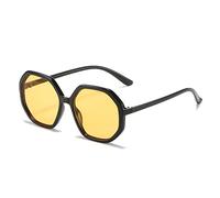 GSZCCZS Polygon - Gafas de sol para mujer, vintage, colores caramelos, lentes de sol degradados UV400, negro y amarillo, Talla única
