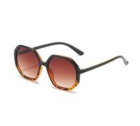GSZCCZS Polygon - Gafas de sol para mujer, vintage, colores caramelos, lentes de sol degradados UV400, Té de leopardo negro, Talla única