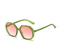 GSZCCZS Polygon - Gafas de sol para mujer, vintage, colores caramelos, lentes de sol degradados UV400, Verde transparente y rosa, Talla única