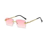 GSZCCZS Polygon - Gafas de sol sin montura para mujer, decoración retro de serpiente, lentes de océano transparente, gafas de sol para hombre, gafas de sol UV400, Pink, Talla única
