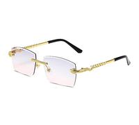 GSZCCZS Polygon - Gafas de sol sin montura para mujer, decoración retro de serpiente, lentes transparentes para el océano, gafas de sol para hombre, gafas de sol UV400, Gris y rosa, Talla única