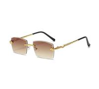 GSZCCZS Polygon - Gafas de sol sin montura para mujer, decoración retro de serpiente, lentes transparentes para el océano, gafas de sol para hombre, gafas de sol UV400, té, Talla única