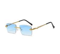 GSZCCZS Polygon - Gafas de sol sin montura para mujer, decoración retro de serpiente, lentes transparentes para el océano, gafas de sol para hombre, gafas de sol UV400, Gradiente azul, Talla única
