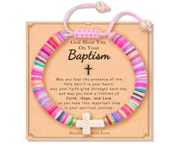 GSZCCZS Primera comunión dones Que Dios te Bendiga Pulsera Cruzada para Mujeres Bautismo de comunión Confirmación de Regalos Cristianos católicos