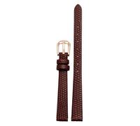 GSZCCZS Pulsera de banda de reloj de cuero genuino 6 mm 8 mm 10 mm de 12 mm Lizards de cuero Correa de cuero Pequeño reloj de pulsera Pina de cinturón (color: hebilla de rosa blanca, tamaño: 14 mm)