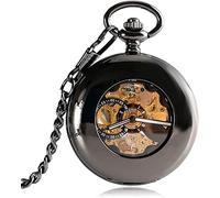 GSZCCZS Reloj de bolsillo vintage con carcasa lisa para hombre, elegante, de lujo, mecánico, exquisito, números romanos, regalo de Navidad