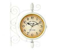 GSZCCZS Reloj de Pared de jardín al Aire Libre, Reloj de Pared de la Pared de la estación de rotación de 14 Pulgadas 360 ° con el Reloj Interno de Interiores de Soporte Exterior.