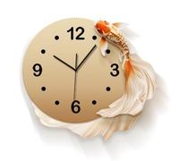 GSZCCZS Reloj Koi Pintura Decorativa Sala de Estar Fondo de Pared Fondo de Pared Reloj estereoscópico Reloj de Pared Brillante (32x29cm)