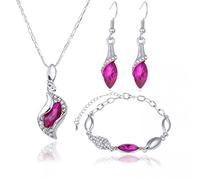 GSZCCZS Set de joyería Fucsia Drop de colaboración Collar de aretes de color de circón