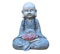 GSZCCZS Solar Light Zen Garden Statue Decoración para el hogar Seroenidad Solar Powered Buddha con Bola de Vidrio crepitado