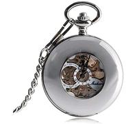 GSZCCZS Vintage Smooth Case Pocket Watch Skeleton Men Elegante automático de Lujo Exquisito Exquisito Cool Roman Numerals Regalo Xmas