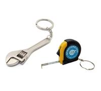 GT//Rotors Mini llavero plateado con llave, pieza automotriz, llavero de regalo para coche y cinta mιtrica de 3 pies