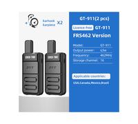 (GT911FRS2pcsAuricular) GT-911 2 piezas Mini Walkie Talkie Ultrafino PMR FRS Profesional Portátil Tipo-C
